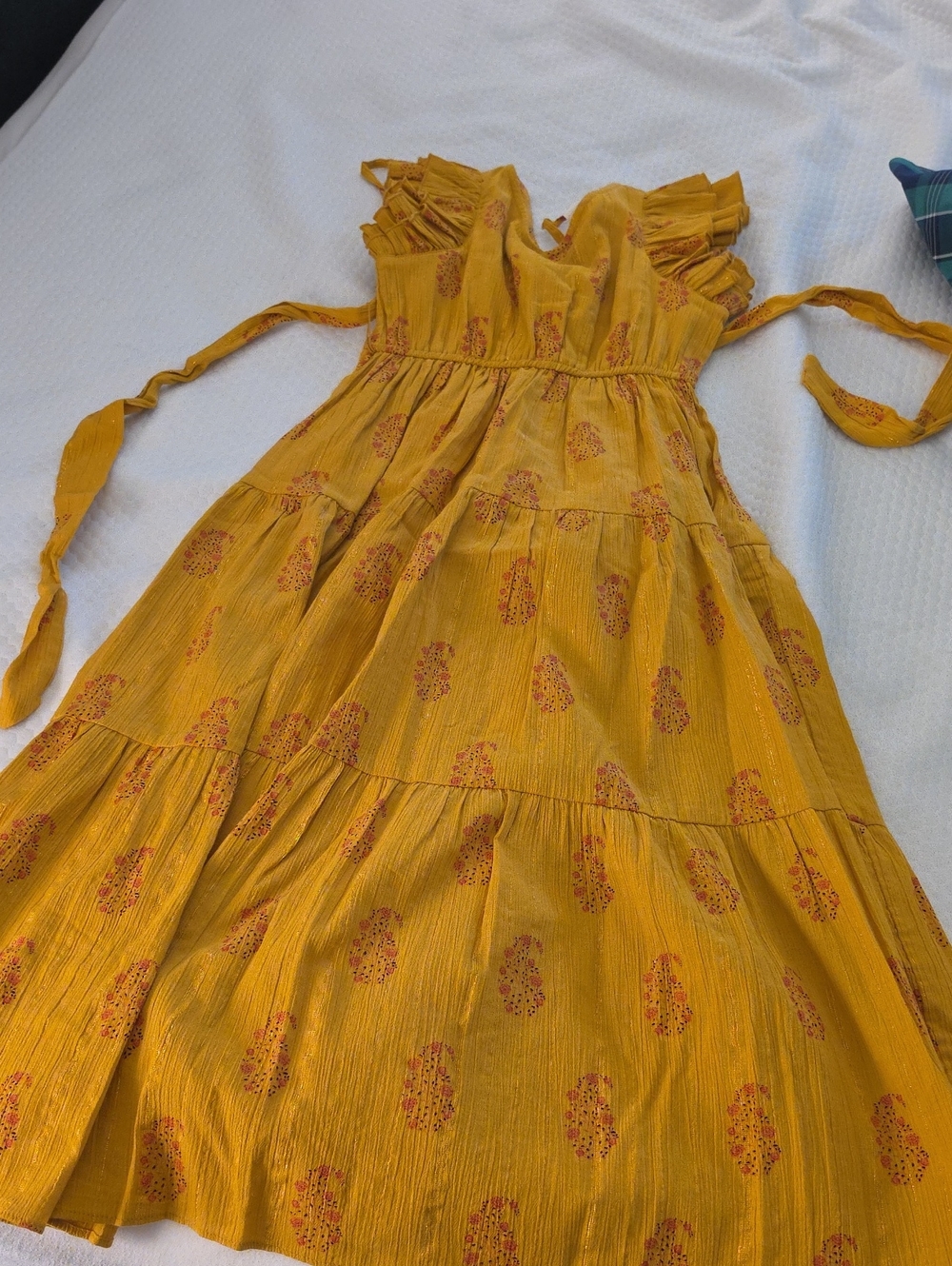 Girls' Mustard Floral Tiered Summer Dress